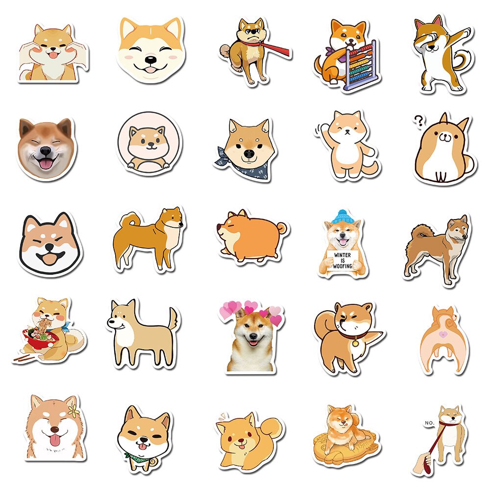 50pcs Corgi Pembroke Cartoon Stickers Cute Animals Dog For Moto Car & Suitcase Cool Laptop Stickers Skateboard Sticker