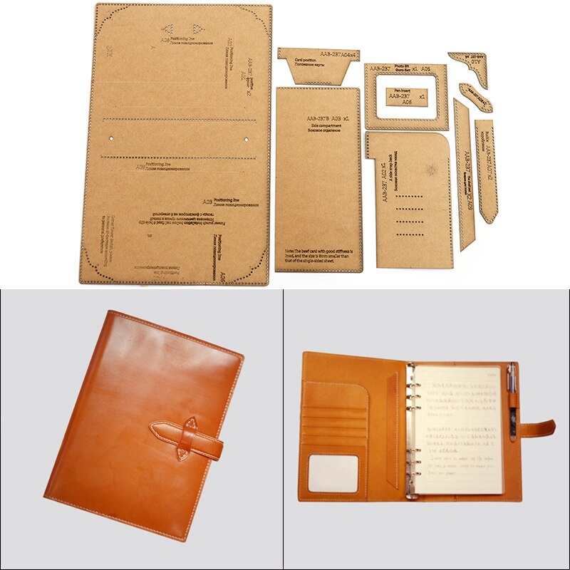 1Set DIY Kraft Paper Template A5 Loose-leaf Notepad Leather Craft Pattern DIY Stencil Sewing Pattern 17.5cm*24cm