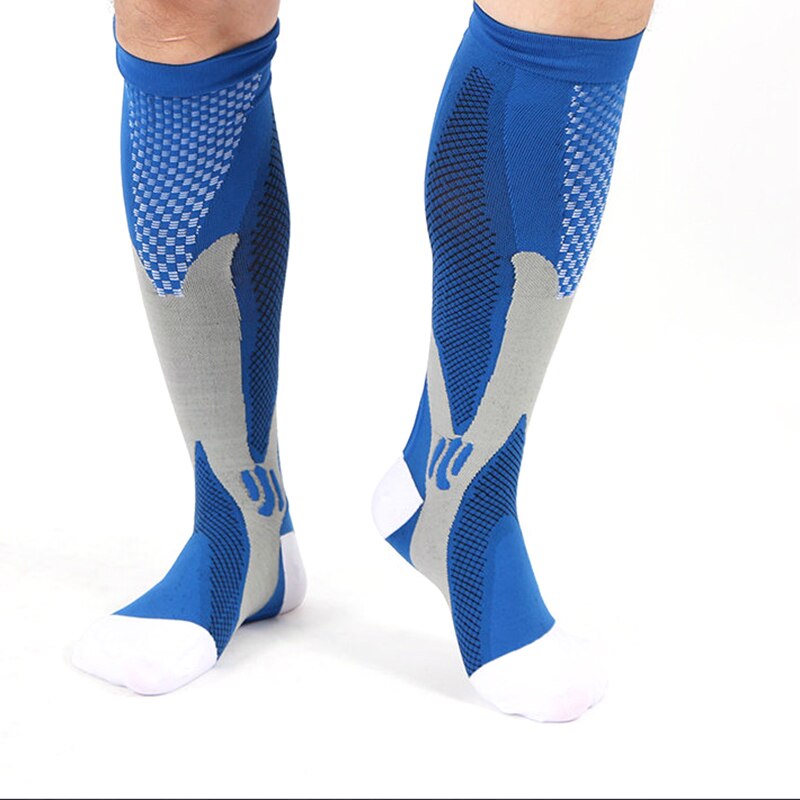Bike Socks Compression Breathable Outdoor Sports Cycling Socks Baketball Socks Men Women Running Footwear: Blue  L XL