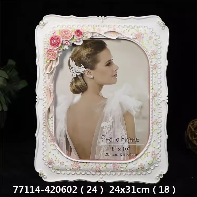 Rose Decoratie Hars Dubbele Fotolijst, Bruiloft Fotolijst: Paars