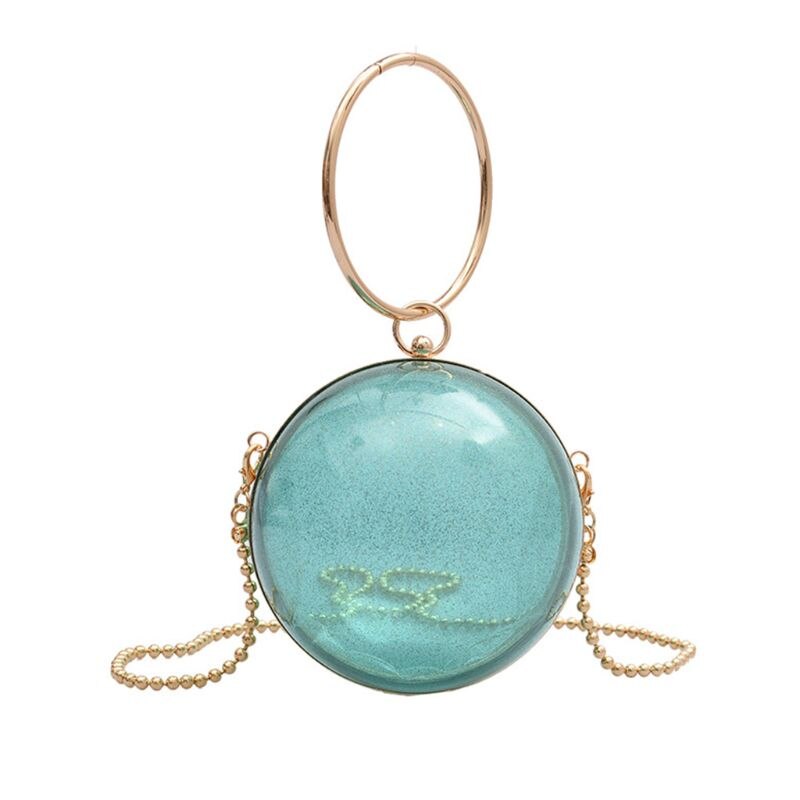 Ronde, doorzichtige dameshandtas voor gala, bruiloft, feest, avond, banket, tas  lx9f