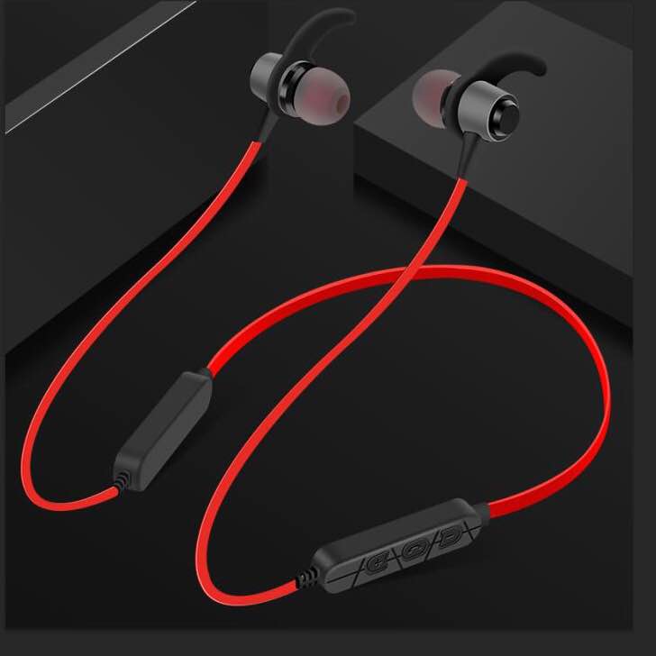 Magic music draadloze bluetooth oordopjes nekband waterdichte sport stereo hoofdtelefoon met microfoon voor telefoon: Rood