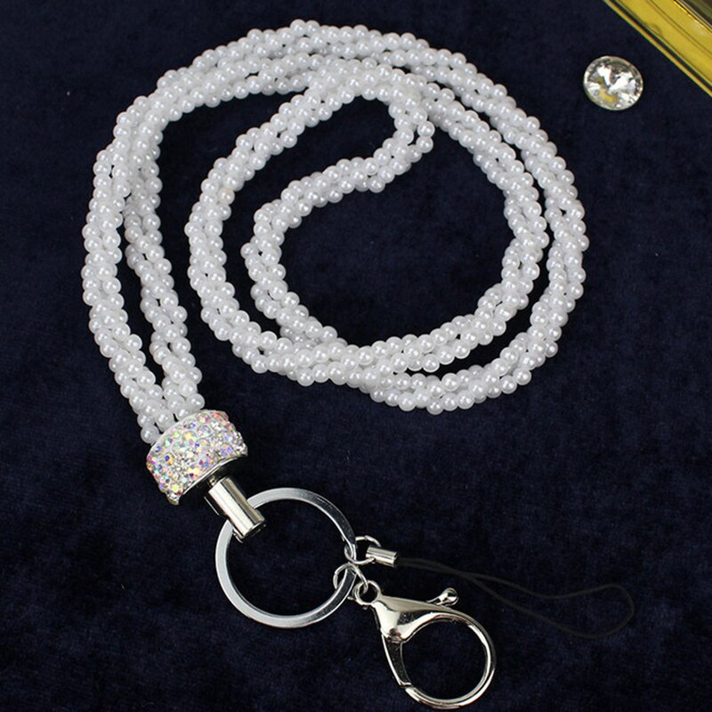 Draagbare Kaart Pak Touw Universele Pearl Lanyard Mobiele Telefoon Nekkoord Mode Lanyard Sleutelhouder Strass Lanyard