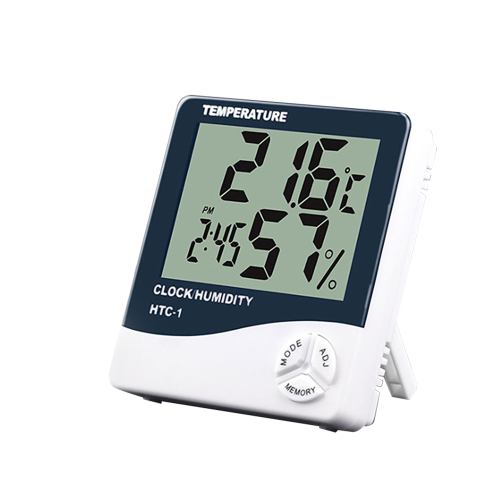 Medidor Digital de humedad y temperatura LCD HTC-1 HTC-2, higrómetro para interiores y exteriores, termómetro, estación meteorológica con reloj