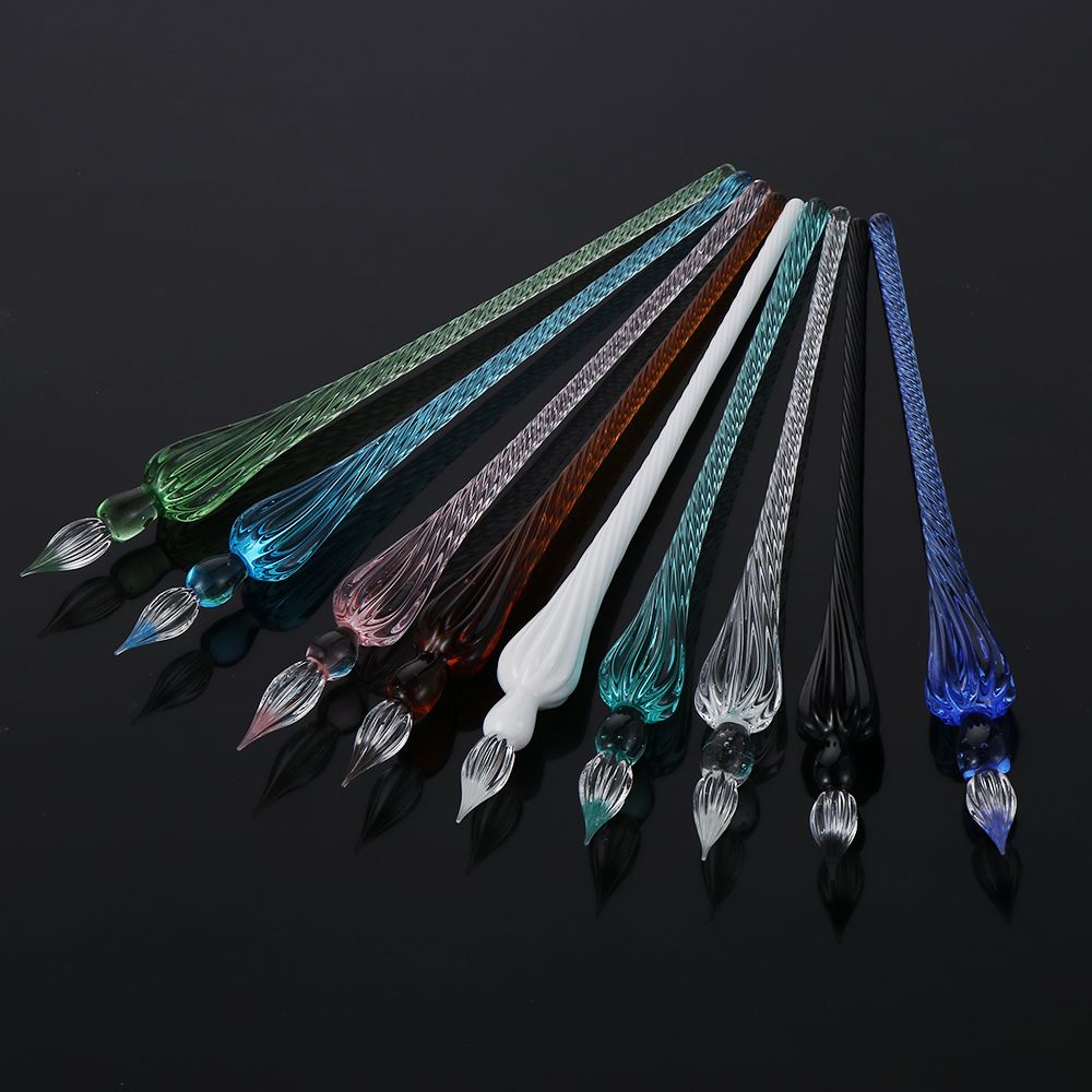 1Pcs Sicher Paket Vintage Glas Dip Tauch Stift Halter Unterschrift Füllung Tinte Brunnen Stifte Handgemachte Glas Dip Brunnen Stift