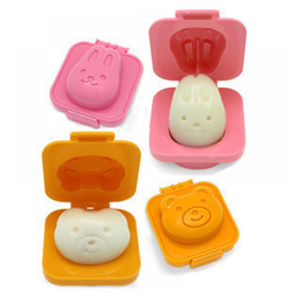 LINSBAYWU 2Pcs Boiled Egg Mold Cute Cartoon 3D Egg Ring Mould Bento Maker Cutter Decorating Egg Tool: B