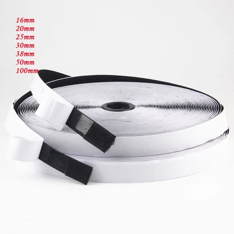 16/20/25/30mm Self Adhesive Fastener Tape Black White Magic Tape with Strong Glue Sewing Hook Loop Tape Clothing Craft Supplies