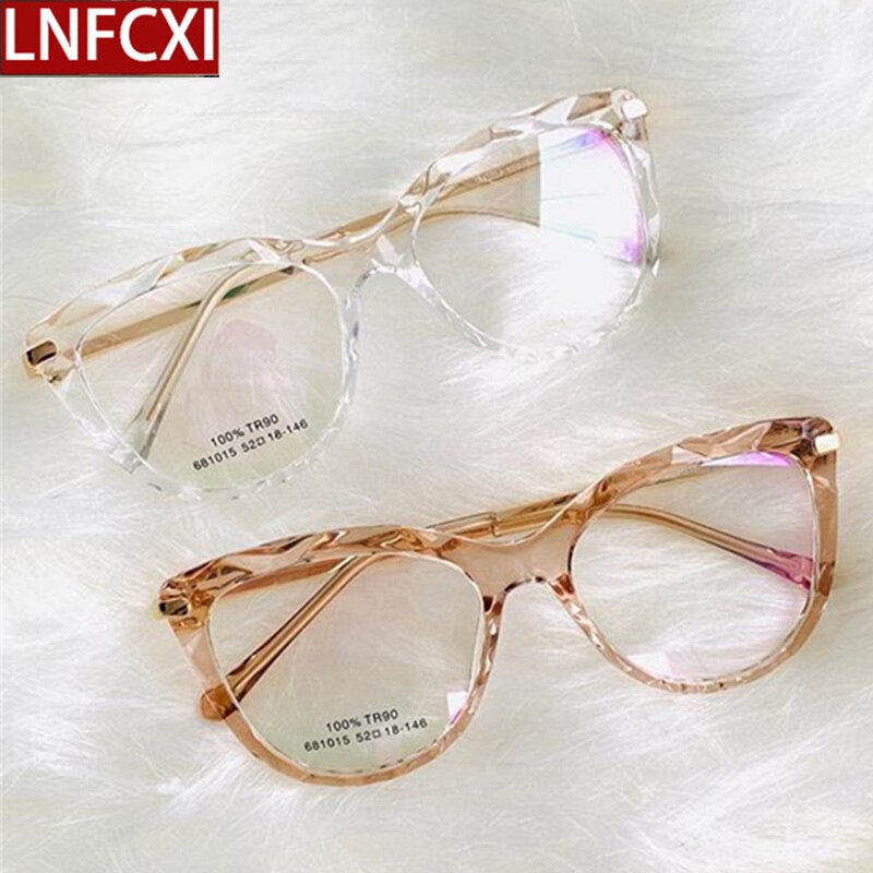 LNFCXI TR90 Women's Transparent Glasses Frames Metal Spring Leg Female Crystal Multi Section Eyeglasses Frames Oculos