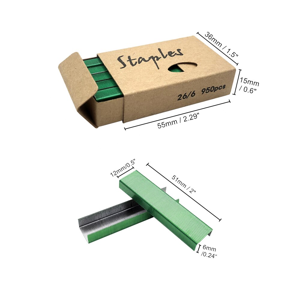 4 Box Green Staples Standard Stapler Refill 26/6 Size 3800 Staples for Office School Stationery Supplies