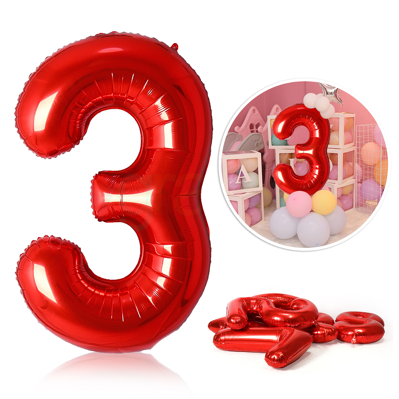 Globos de papel de aluminio rojo de 40 pulgadas, Globos con números de 0 a 9, decoración para de boda y feliz cumpleaños, Globos de figuras grandes para ducha: AGATE
