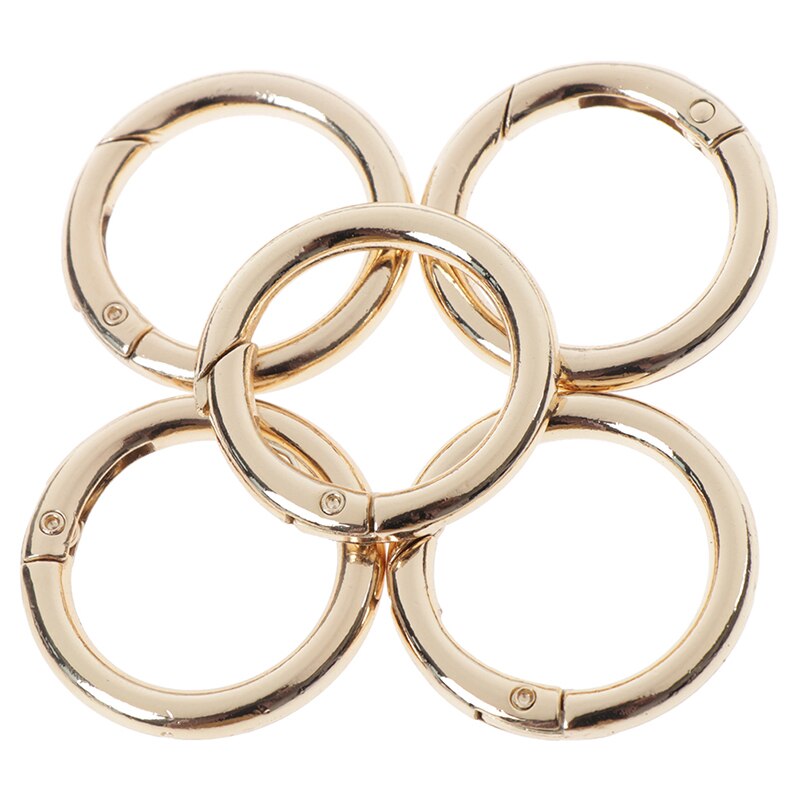 5PCS/Lot Round Ring Circle Spring Snap For DIY Keyring Hook Bag Buckle Handbag Purse: Gold