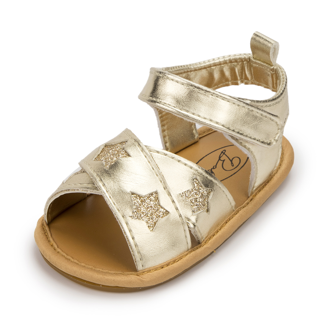 Baby Meisje Schoenen Meisje Sandalen Zomer Flats Pu Flash Ster Rubberen Zool Antislip Crib Pasgeboren Peuter Eerste walker Schoenen: Goud / 0-6 months