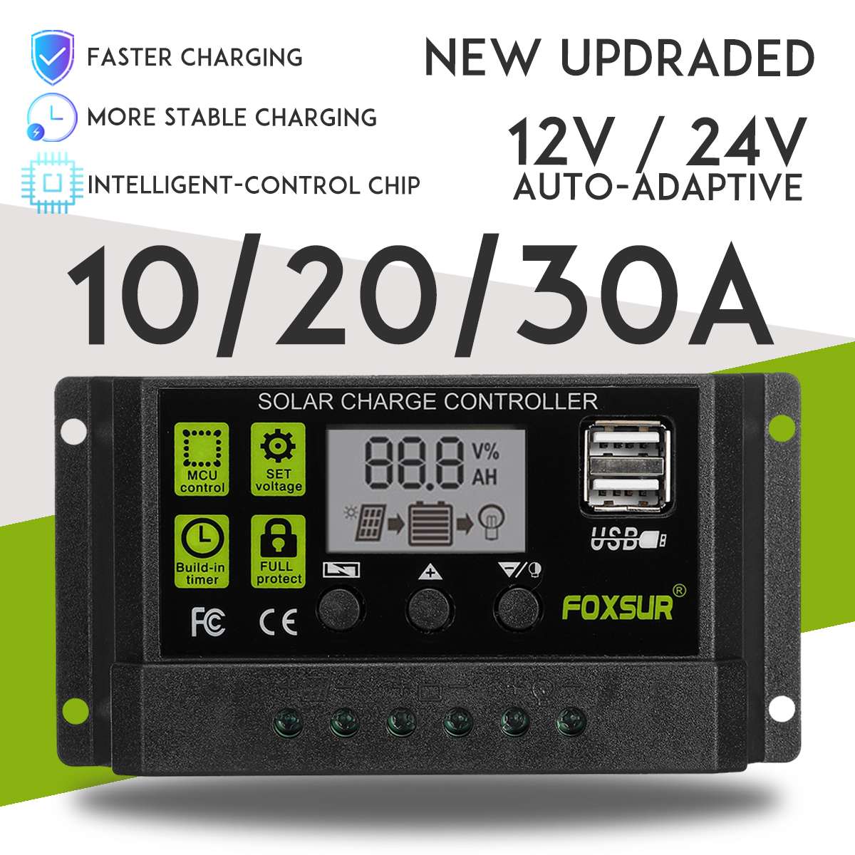 Sales 10A/20A/30A 12V 24V Auto Solar Charge Controller PWM With LCD Solar Cell Panel Regulator PV Home Solar Controller