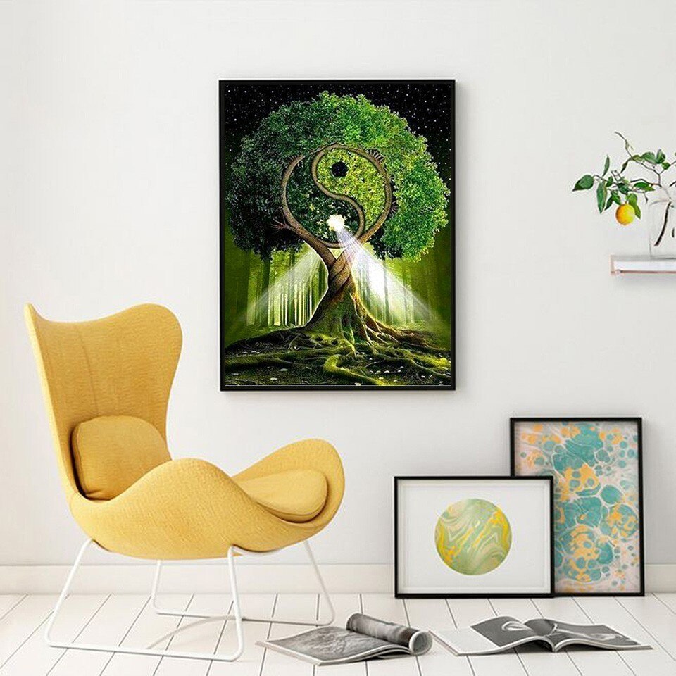 EverShine DIY 5D Diamond Mosaic Full Layout Tree Diamond Painting Rhinestones Cross Stitch Diamond Embroidery Full Set Scenery