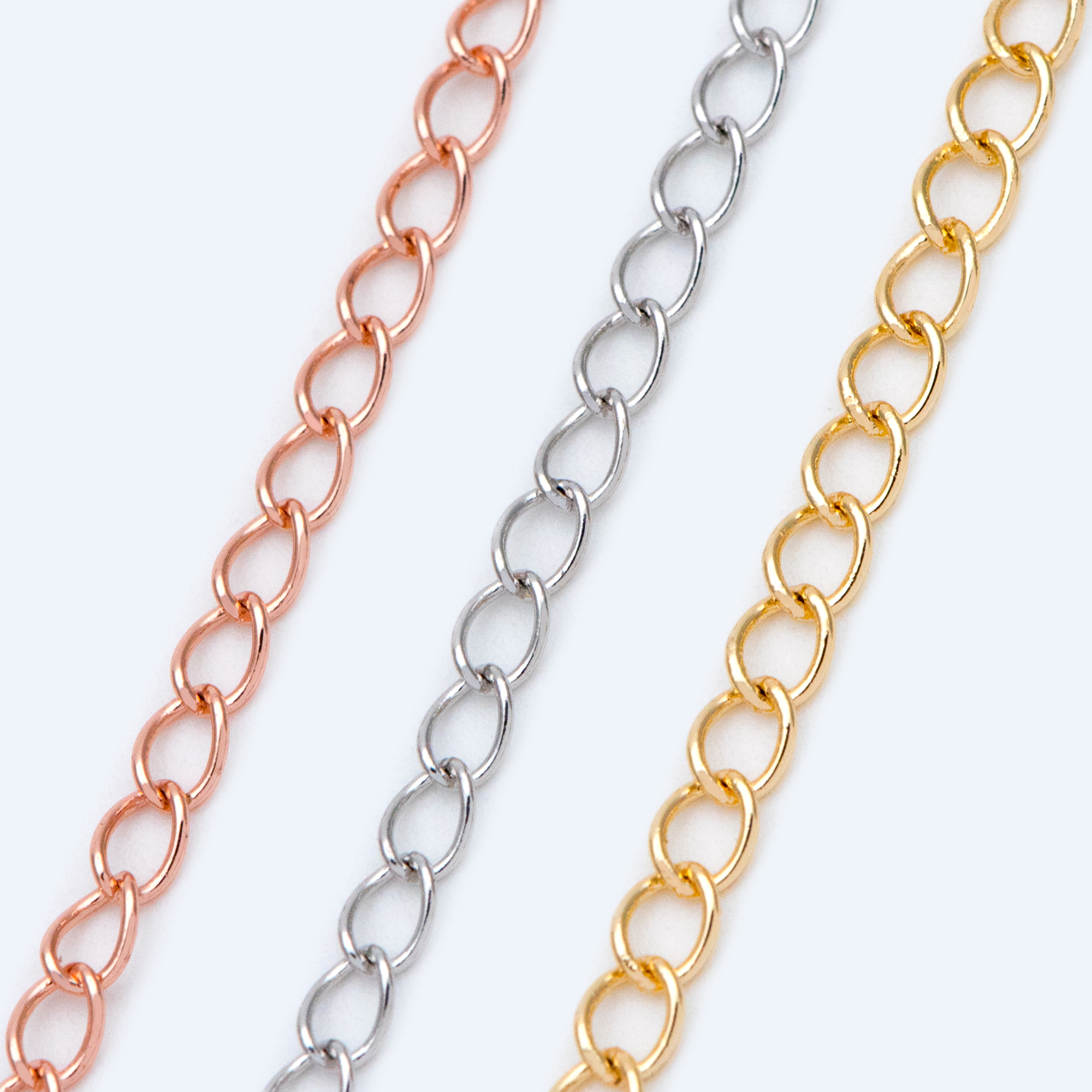 Gouden/zilveren/roségouden schakelketting, echt gouden/gerhodineerde messing ketting, doe-het-zelf sieradenonderdelen (lk -175))