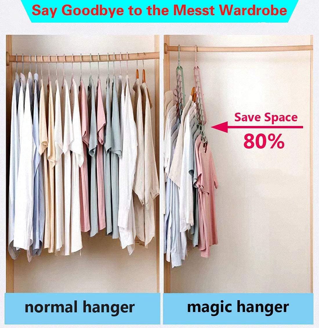 Magic Space Saving Hanger for Wardrobe Heavy Clothes Closet Organizer, Dorm Room Essentials, Closet Storage