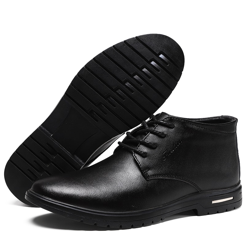 Vinter snöstövlar läder varma pälsstövlar casual plysch stövlar chelsea boots stor storlek 38-47