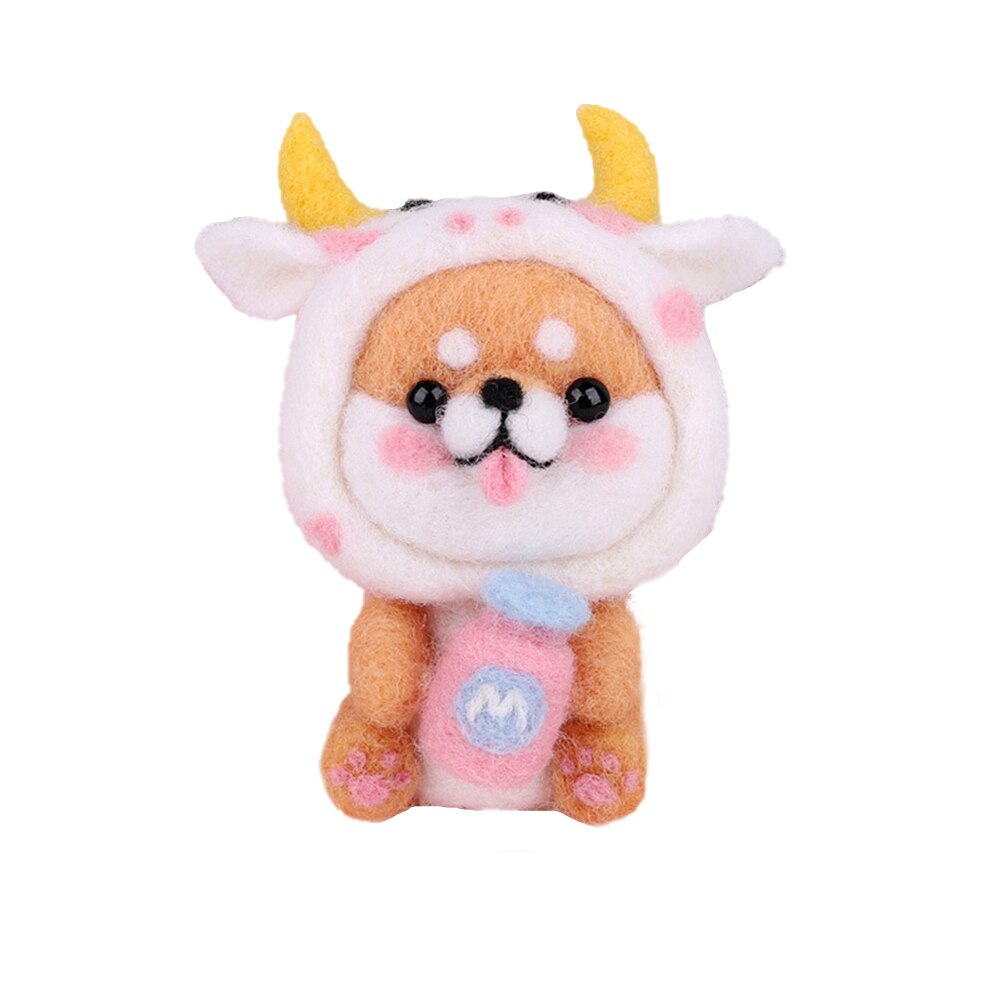Dog Doll Wool Felt Craft Toy DIY Poked Kit for Needle Material Non Finished: 02