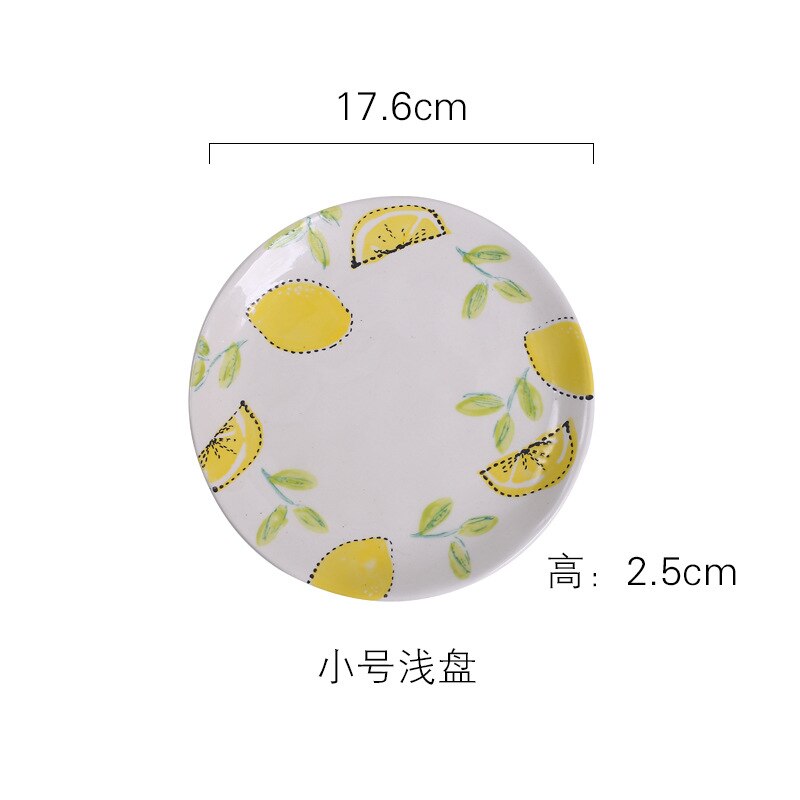 Citron glasur farve tallerken keramisk service rundt fad japansk husholdning rund rektangulær morgenmad kage frugt salat pasta: Blå
