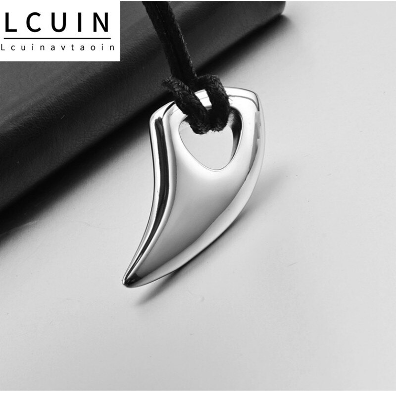 Wolf Tooth Men Necklace - National Wind Titanium Steel Wolf Head Pendant Necklace With Leather Rope Jewelry Colar Choker