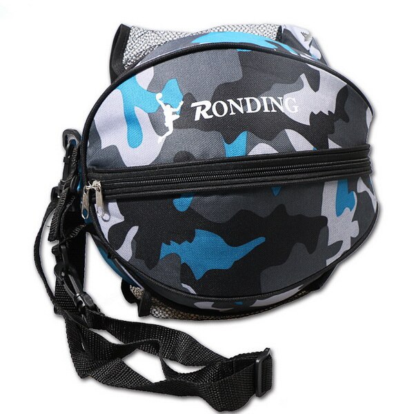 Utendørs sport skulder fotball ball poser treningsutstyr lagring mesh side toveis åpenn ball bag volleyball basketball: Blå