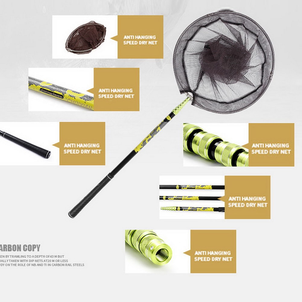 2.1M 3M 4 M Inklapbare Draagbare Vangst Visnet Opvouwbare Carbon Lange Handvat Telescopische Vis Springende Schepnetten gear