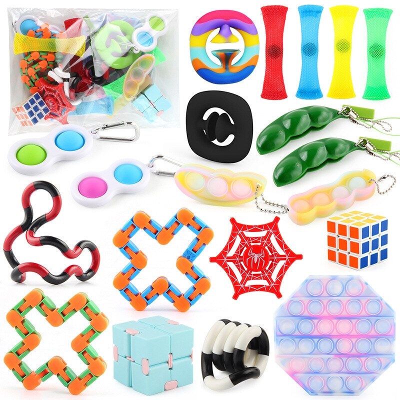 20 PCS decompressione fai da te Stress Fidget Relief Toy Set giocattoli educativi per bambini/regalo per adulti: Opp bag set