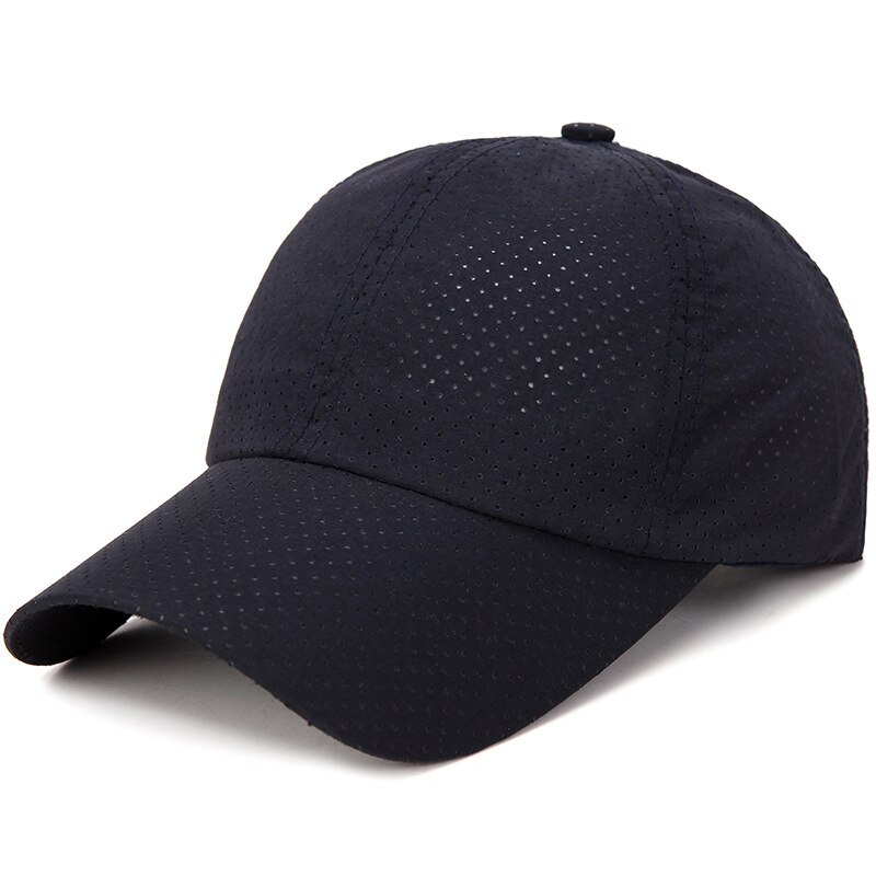 Geebro Unisex Cap Casual Verstelbare Solid Dunne Mesh Draagbare Sneldrogende Ademend Zonnebrandcrème Baseball Cap Hip Hop Straat Hoed: Navy