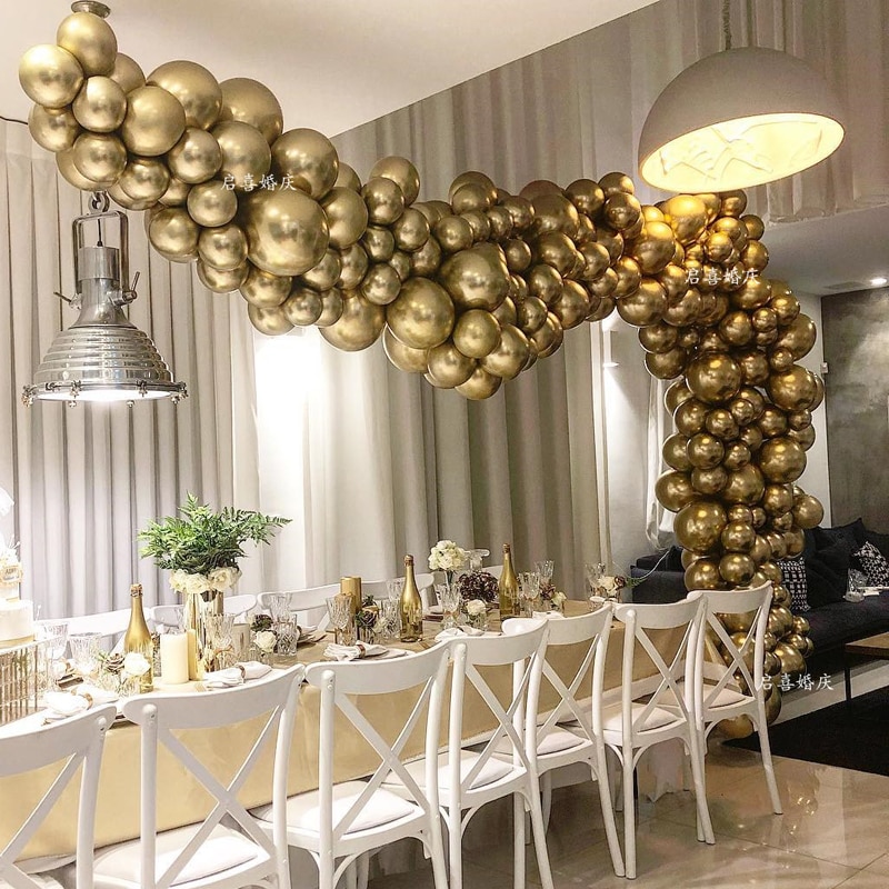 Globo de Metal dorado de 5/10/12/18 pulgadas, arco cromado de perlas, suministros de compromiso para boda, Globos de decoración para DE NACIMIENTO feliz