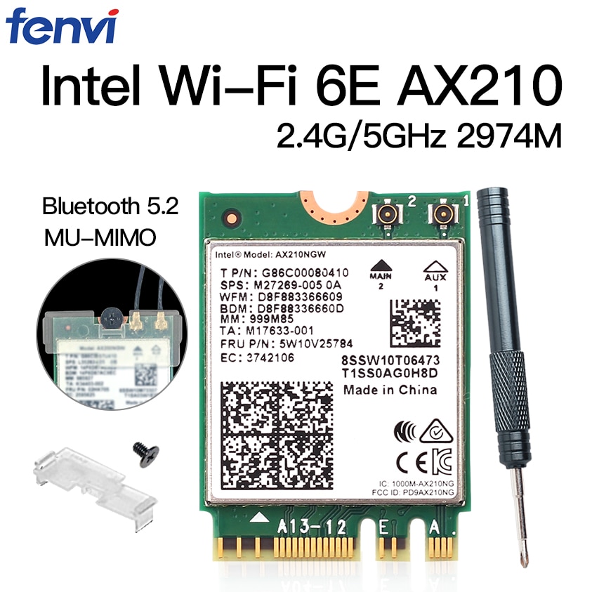 Wifi 6 Intel AX210 2400Mbps M.2 Ngff Wifi Kaart Bluetooth 5.2 Wifi 6E 2.4Ghz/5G 802.11ax wireless Network Adapter Voor Windows10