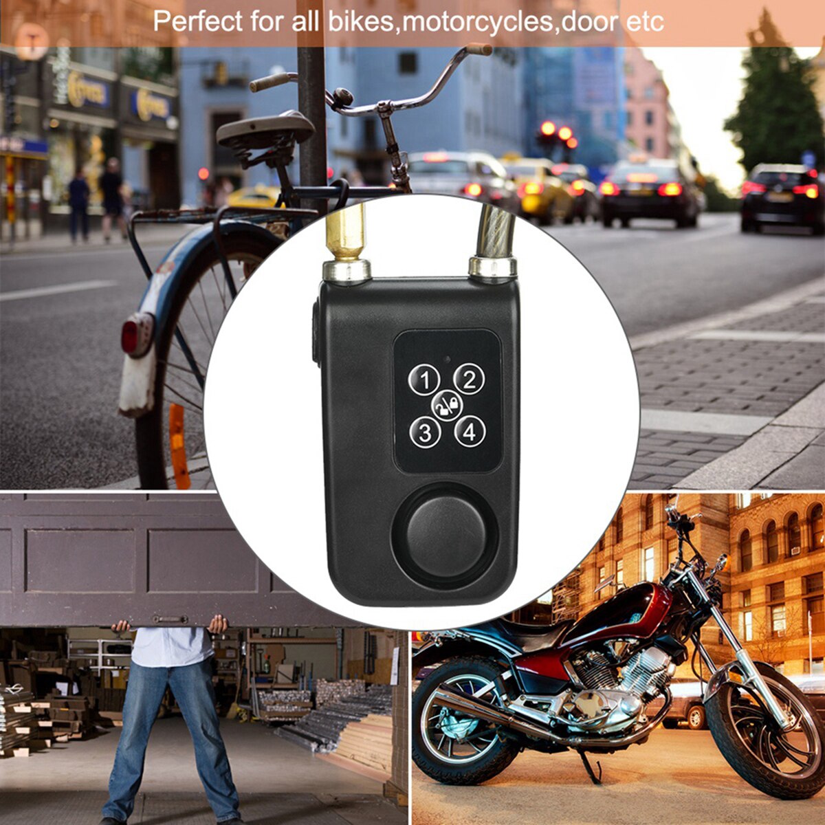 Y787r trådløs fjernbetjening alarmlås elektrisk cykel motorcykel kode stål kabelkædelåse firecifret kodeord