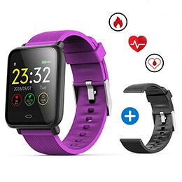 Bloeddruk Hartslagmeter Smart Horloge IP67 Waterdichte Sport Fitness Trakcer Horloge Mannen Vrouwen Smartwatch: Paars