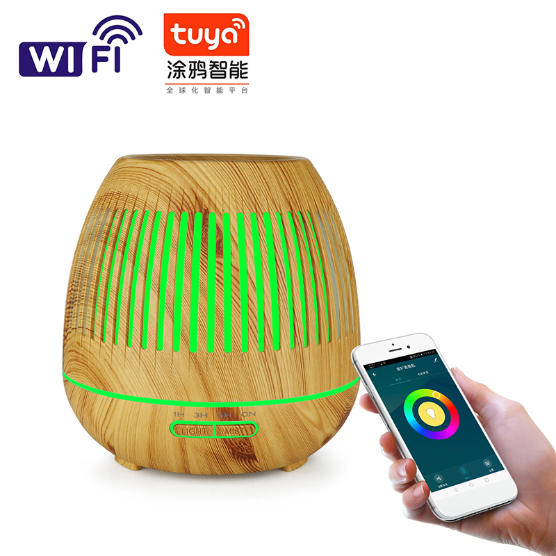 WiFi smart 550ML Elektrische Geurverspreider Essentiële Olie Diffuser Luchtbevochtiger Ultrasone Afstandsbediening Mist Maker Thuis: Ijzeroxide Rood / AU