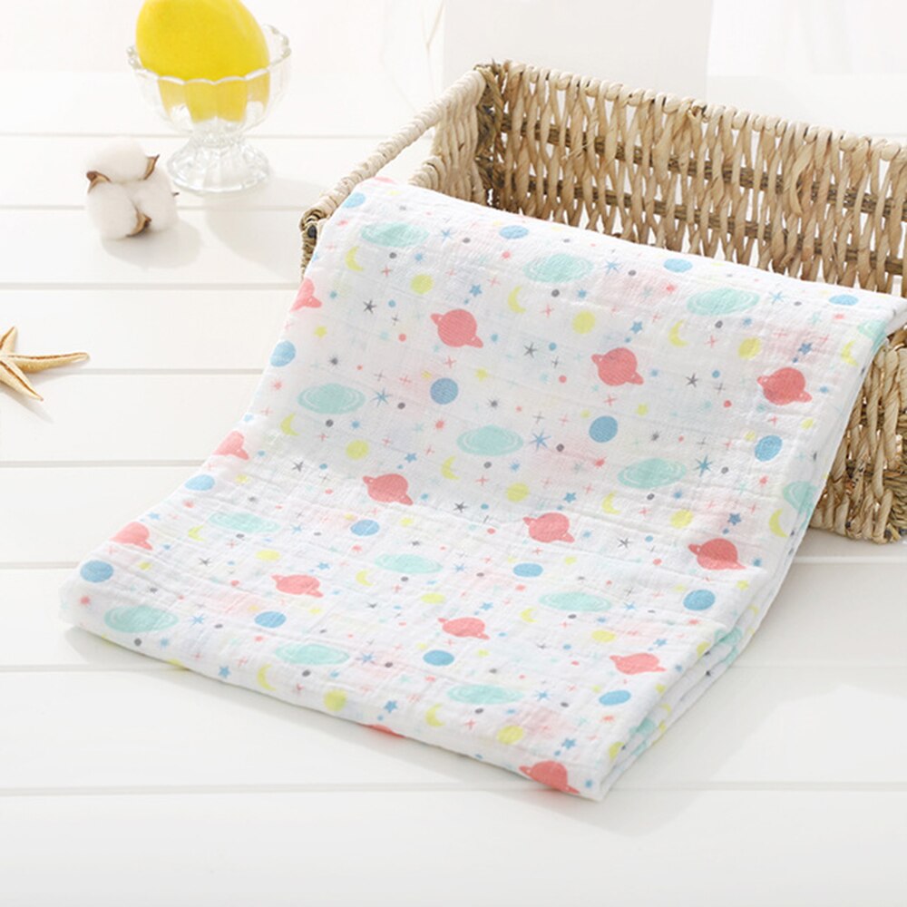 -né bébé Swaddles 100% coton mousseline bain gaze couverture douce imprimé dessin animé écharpe pour bébé sac de nuit poussette couverture tapis de jeu
