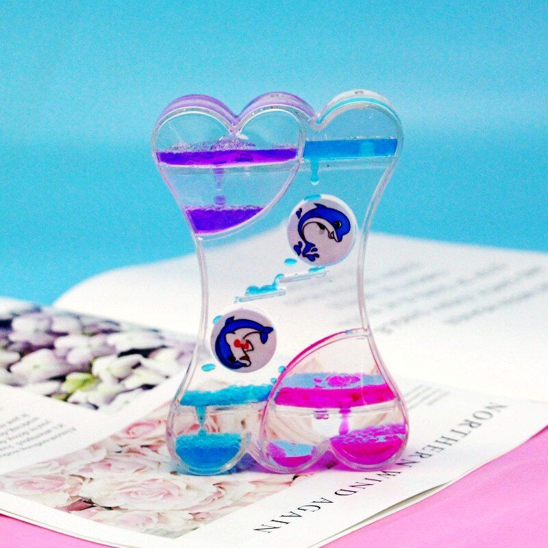 Valentine's Day Double Hourglass Liquid Timer Visual Timer Oil Liquid Motion Hourglass Floating Desk Heart Decoration Acrylic: Auburn