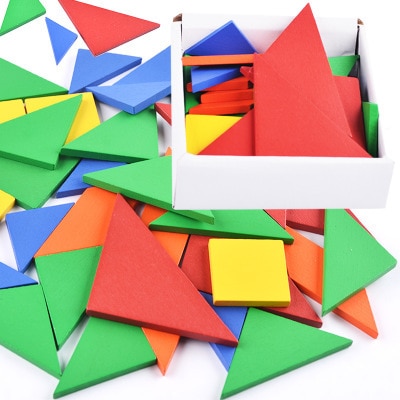 100PCS Plastic Tangram Learning Resources Classpack Tangrams Travel Tangram Puzzles Game Tangrams Jigsaw Shapes Dissection Toys