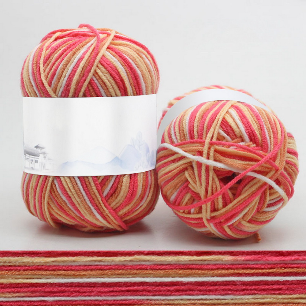 4 -sektionsfärgning mellantjock mjölkbomull mjukt babygarn för handstickning 50g/- kulor virkad babyulltråd