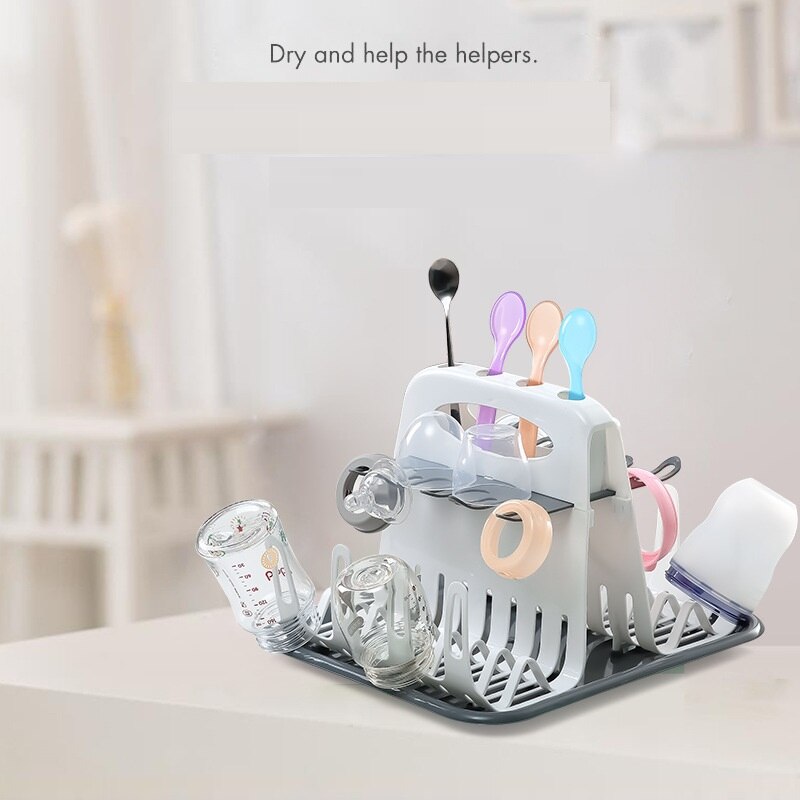 Porte-biberons multifonction pour bébé, boîte de séchage, égouttoir en plastique, anti-poussière, rangement mains libres