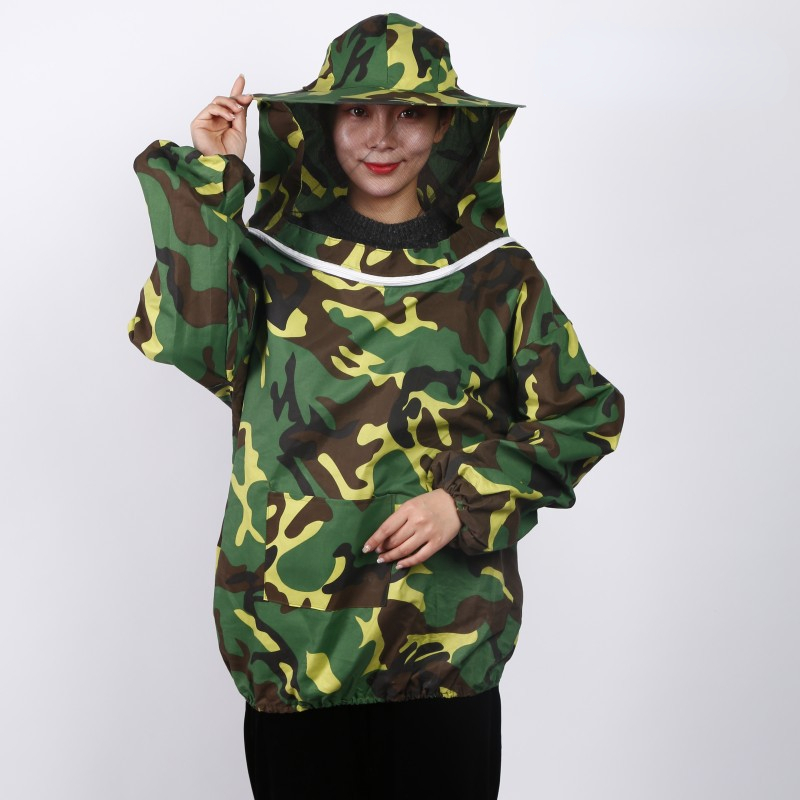 Costume d'apiculture pliable, ensemble veste et voile, combinaison de protection pour apiculture à Double fermeture éclair, vêtements anti-abeilles avec chapeau: Gris clair