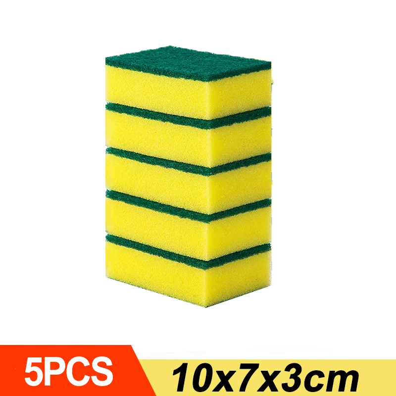 Esponja de lavar louça dupla face altamente absorvente pote de cozinha pratos esponjas de limpeza limpar escova de limpeza doméstica atacado: Verde