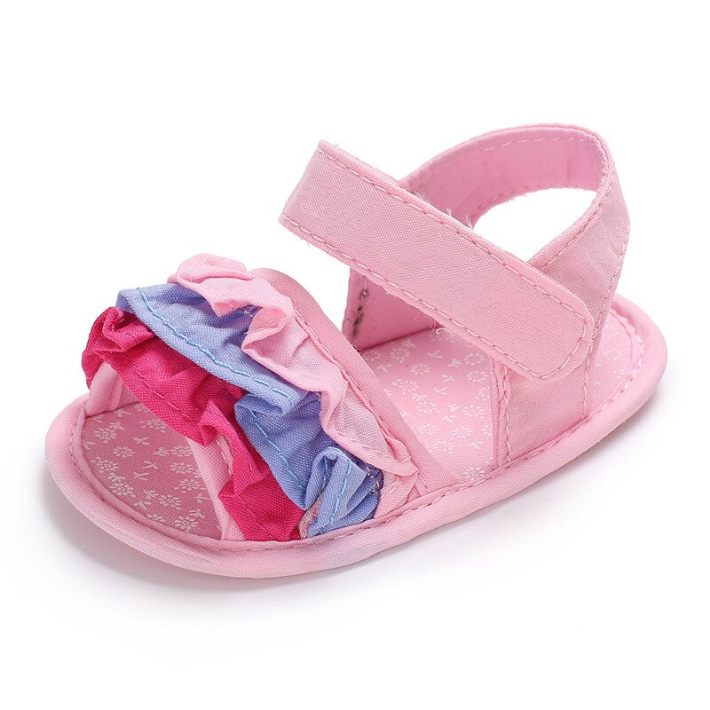 Sandales d'été pour petites filles, chaussures de plage à volants pour enfants de 0 à 18 mois, nouvelle: Pink / 0-6 mois