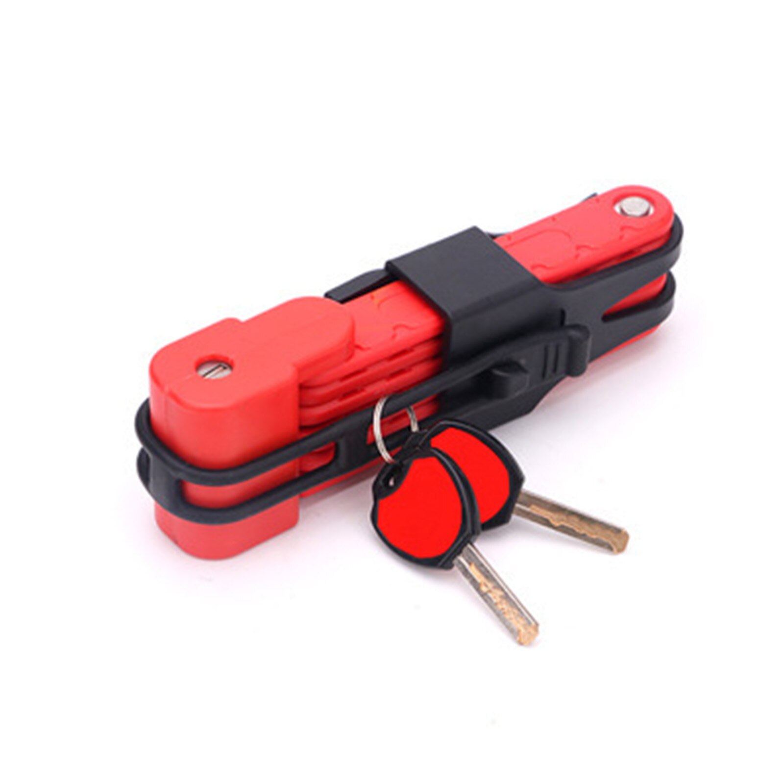 Heavy Duty Folding Bicycle Lock Cycling Bracket Compact Safety Foldylock MTB Road Bike Security Anti-theft Steel Lock: Red