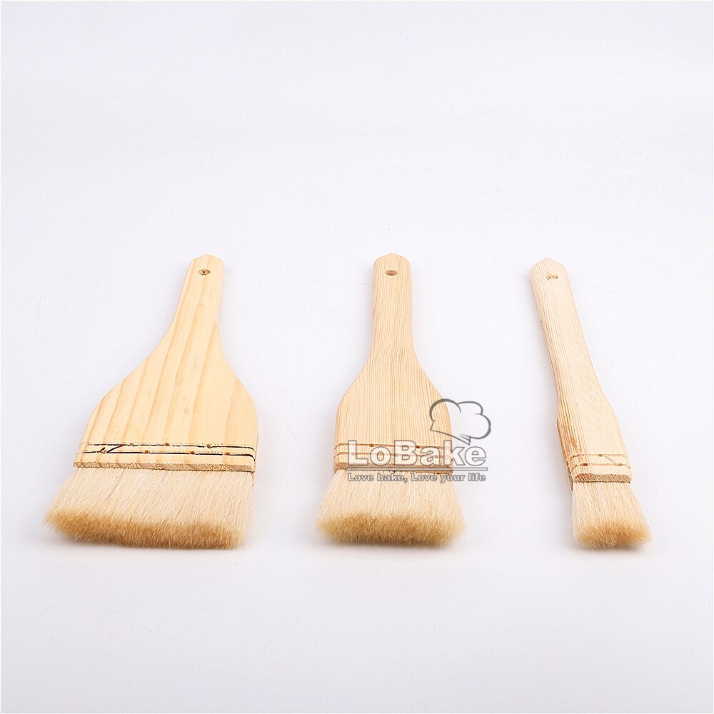 3 sizes/set 23cm sheep wool brush oil BBQ grill baking egg butter cheese bread decor brushes pine wooden handle DIY bakery