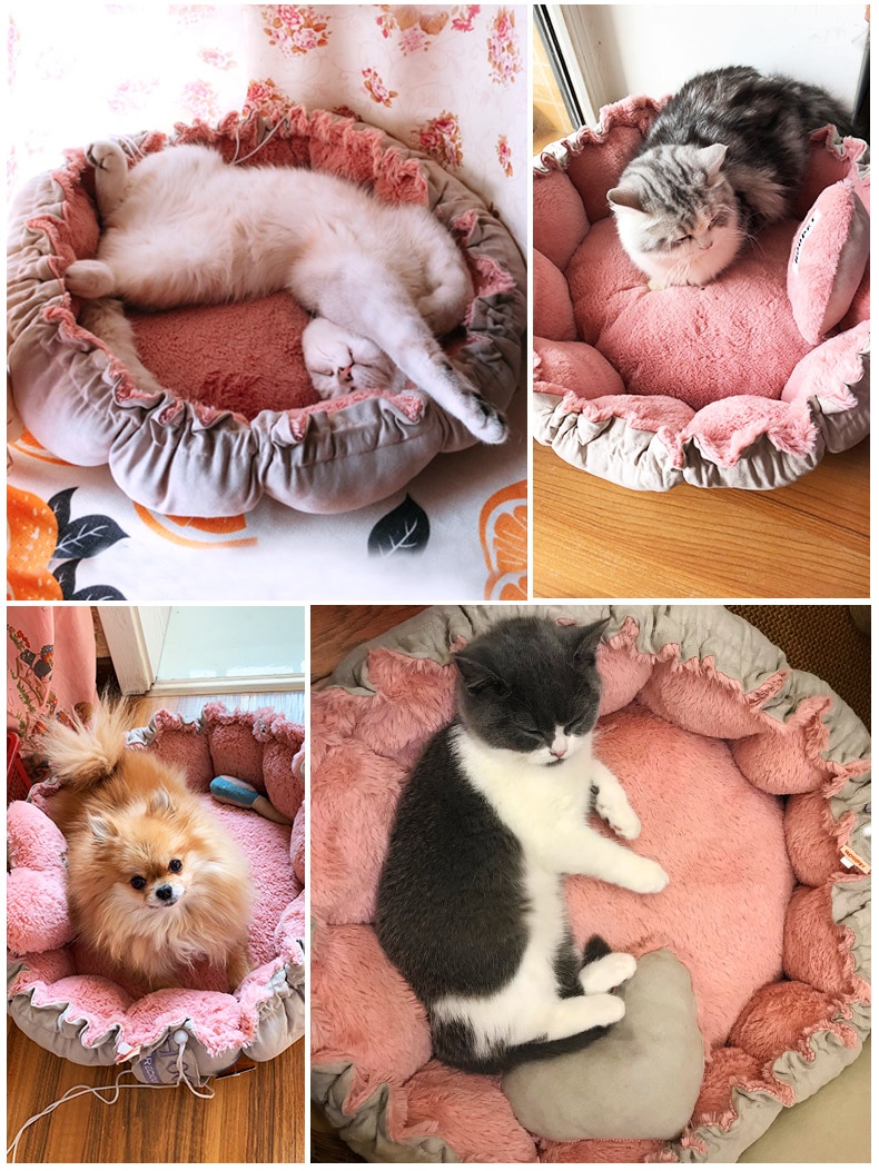 Hoopet kattenbed, schattig roze, warm puppy hondenbed, herfst/winter, mooi huis voor katten