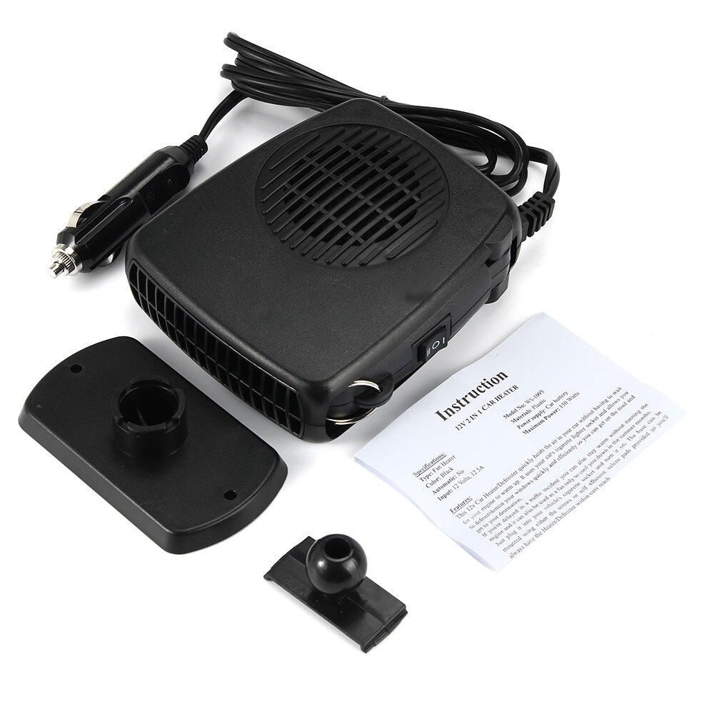 Car Heater Heating Fan 2 in 1 12V 150W Dryer Windshield Demister Defroster For Vehicle Portable Temperature Control Device