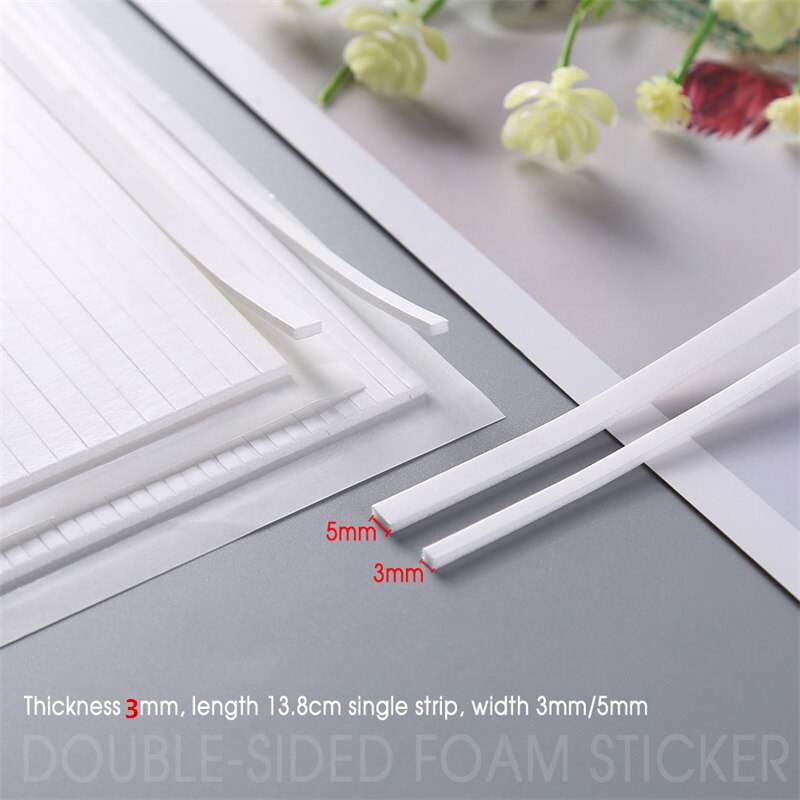 Bande adhésive Double face 3D en mousse, 3mm de profondeur, 5mm / 3mm de largeur, pour bricolage, fabrication de cartes Shaker, fournitures d&#39;artisanat pour Scrapbooking