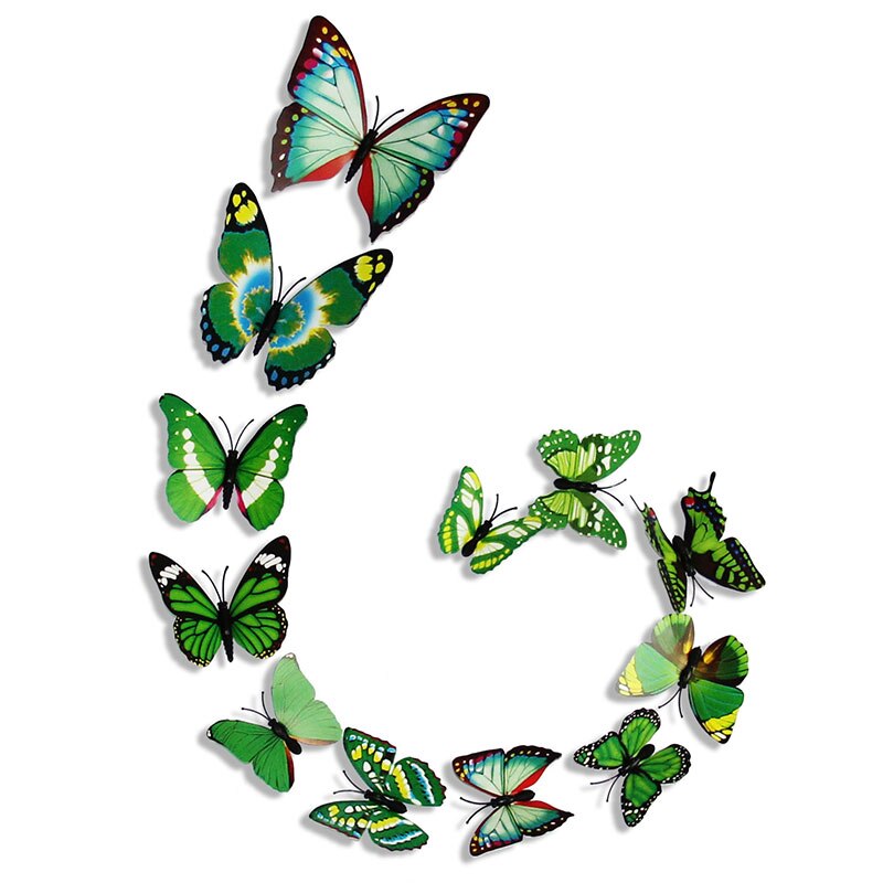 12 stk/sæt sommerfugl wallstickers 3d sommerfugle soveværelse stue hjem køleskab dekoration tapet adesivo de pared: 9