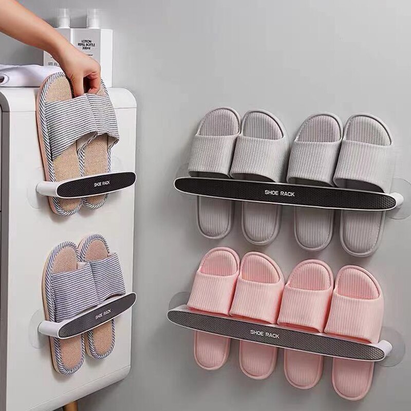 Adhesive Towel Rack Bathroom Towel Bar Shelf Wall Mounted Towels Hanger Toilet Suction Cup Holder Kitchen Bathroom Organizer