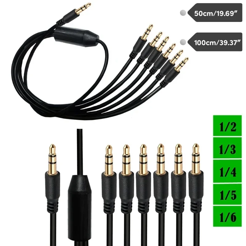 Répartiteur de 3.5mm, prise casque, câble Audio, câble de 3.5mm, 1 mâle à 2/3/4/5/6 mâle, adaptateur séparateur de câble AUX pour casque d'ordinateur