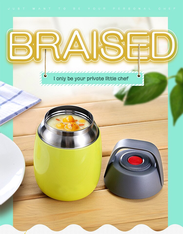450ml Stainless Steel Braised Beaker Double Wall Smolder Food Porridge Insulated Thermos Vacuum Pot Soup Lunch Bucket Tableware